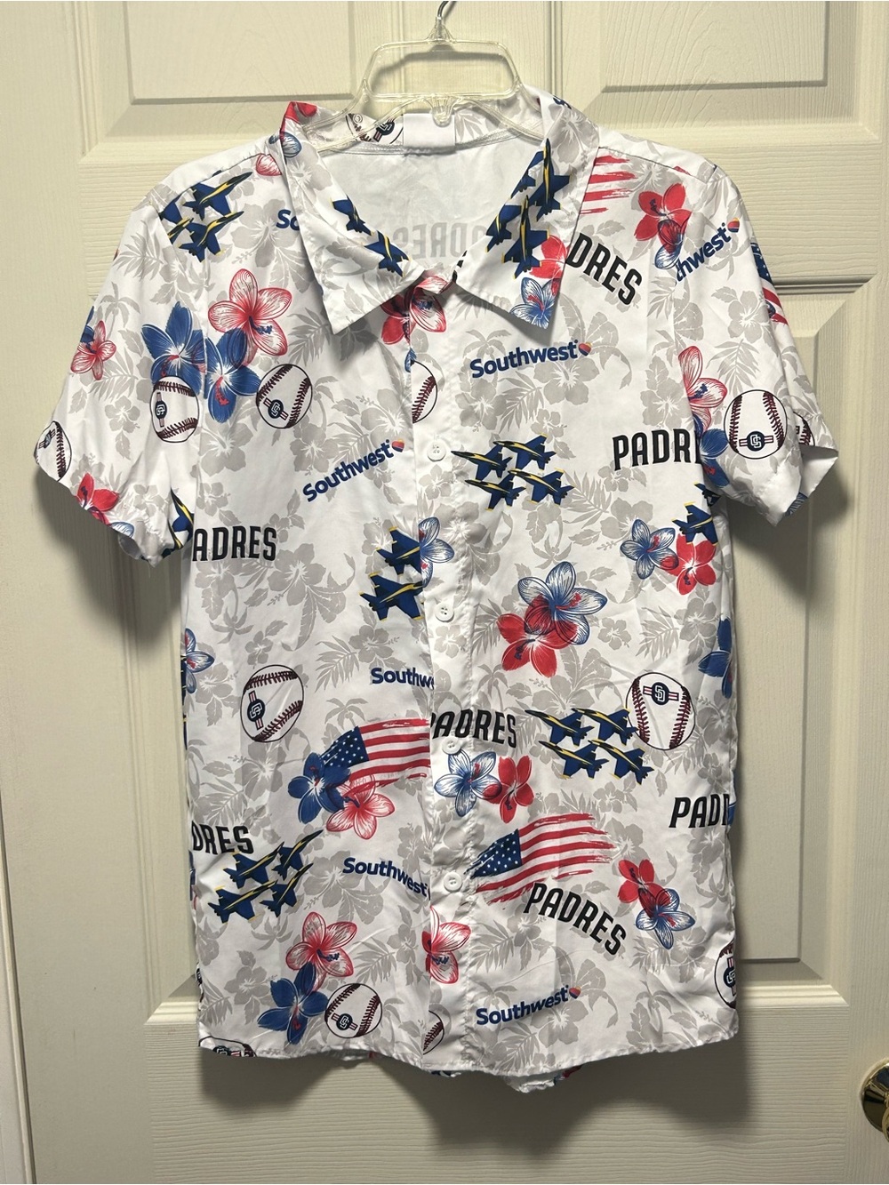 ​San Diego Padres Hawaiian Shirt Medium SGA Aloha Southwest Blue Angels White